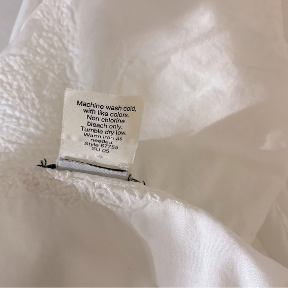 J. CREW sz Small Beach Tunic Vacation Tone on Tone Embroidery Blouse White - Picture 8 of 8